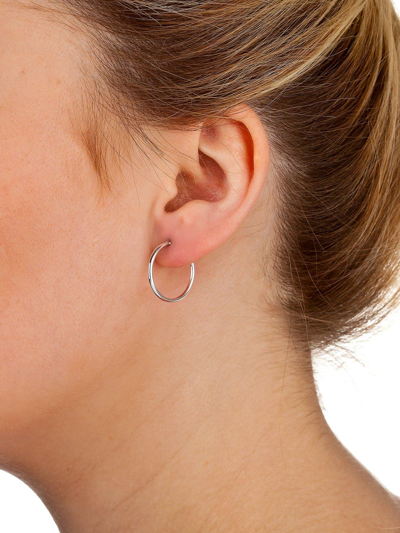 Image 4 of 4 of The Love Collection Sterling Silver Set of 3 Hoop Earrings