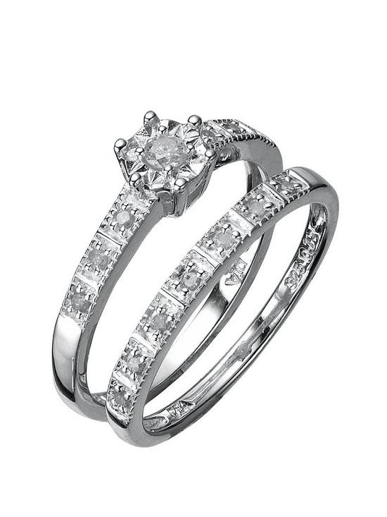 front image of love-diamond-sterling-silver-13-point-diamond-bridal-set