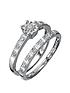  image of love-diamond-sterling-silver-13-point-diamond-bridal-set