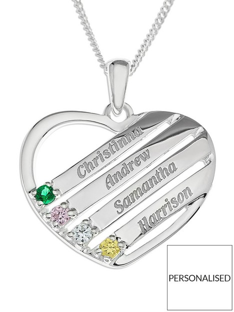 the-love-silver-collection-sterling-silver-personalised-gem-set-heart-pendant