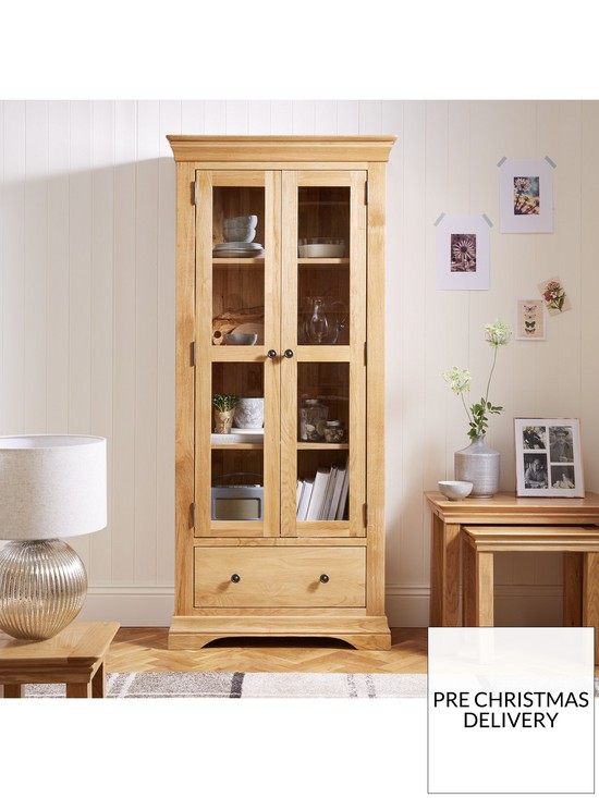 stillFront image of luxe-collection-constance-oak-ready-assembled-glass-door-display-cabinet