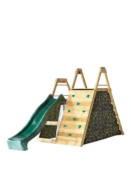 front image of plum-climbing-pyramid-wooden-play-centre