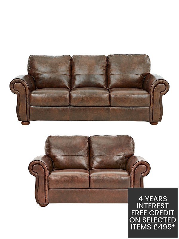 Cassina Italian Leather 3 Seater 2, Chestnut Leather Sofa Set