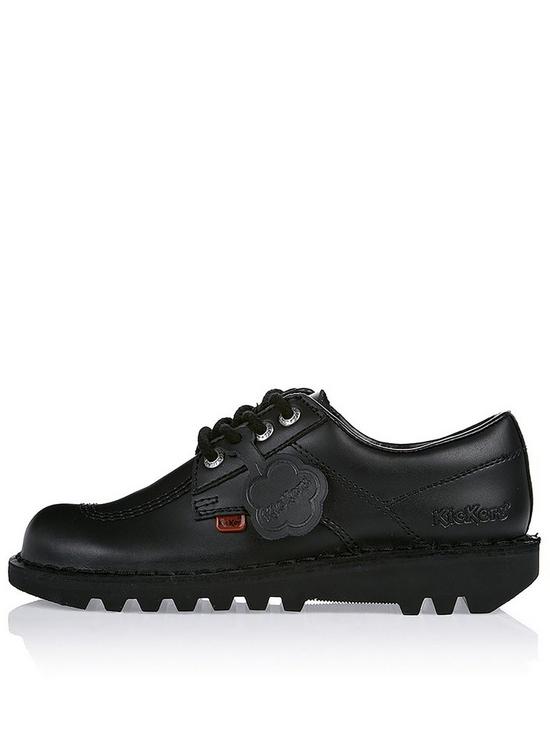 front image of kickers-leather-lace-up-kick-lo-core-school-shoes-black