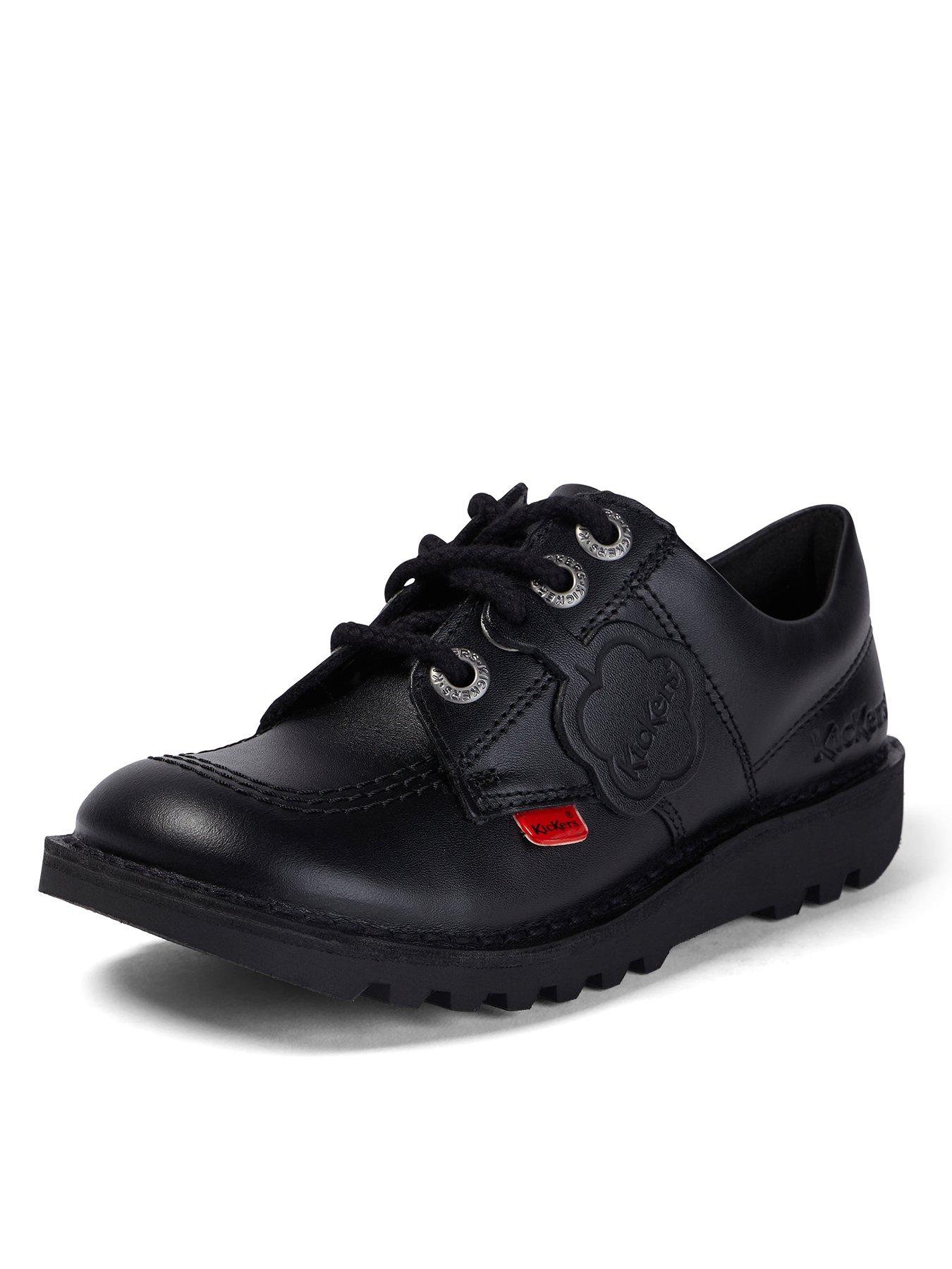 Image 3 of 8 of Kickers Leather Lace-up Kick Lo Core School Shoes - Black