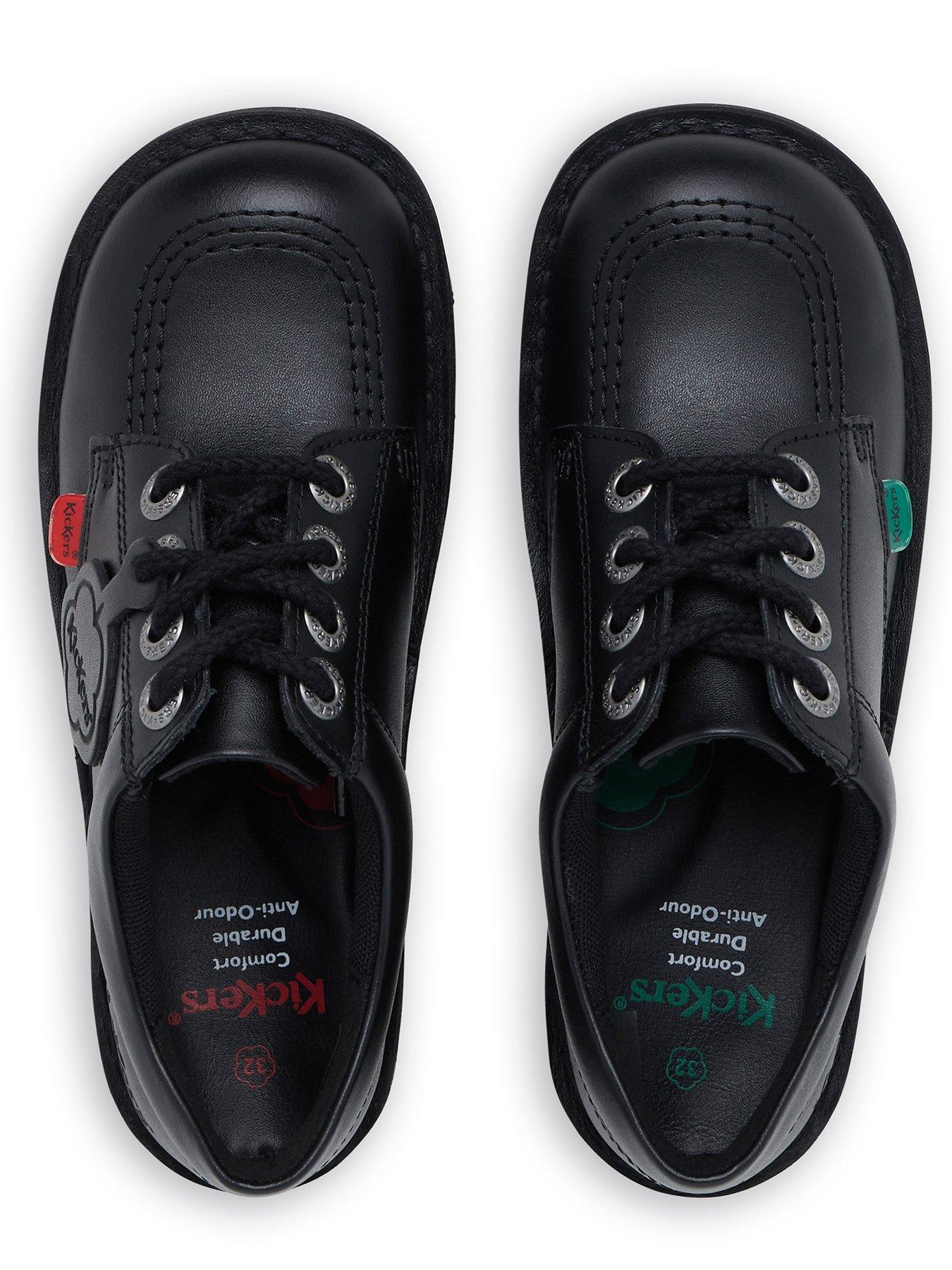 Image 4 of 8 of Kickers Leather Lace-up Kick Lo Core School Shoes - Black