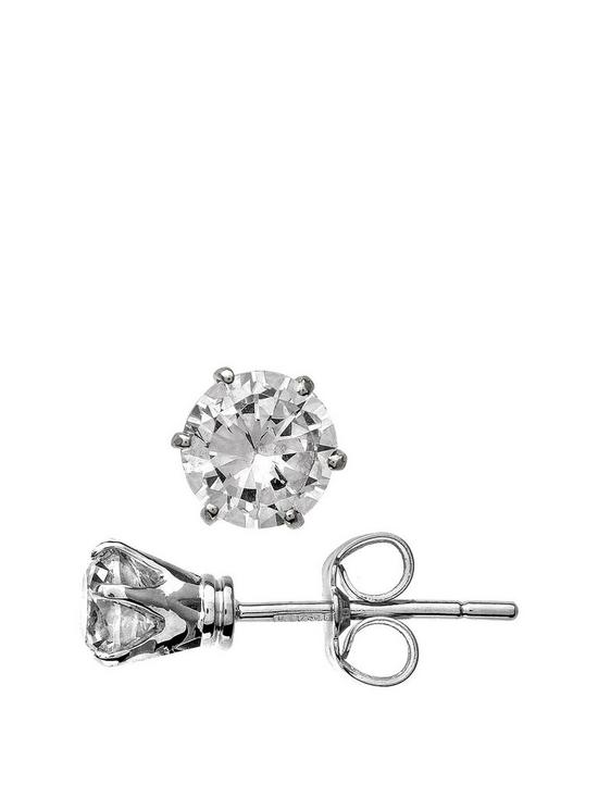 front image of love-diamond-sterling-silver-25-point-diamond-solitaire-earrings