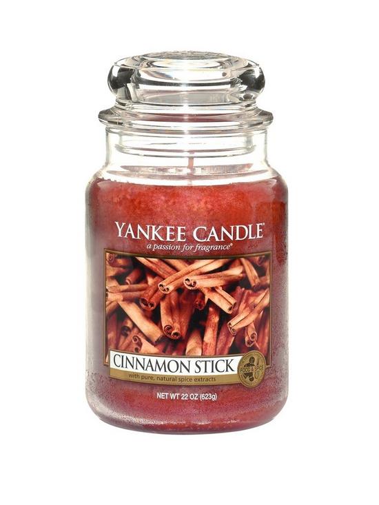 front image of yankee-candle-large-jar-cinnamon-stick