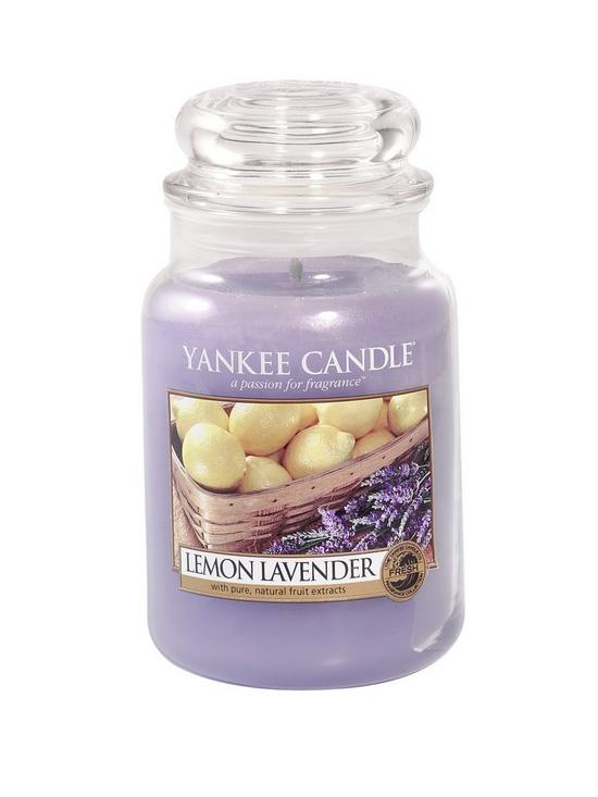front image of yankee-candle-large-jar-candle-lemon-lavender