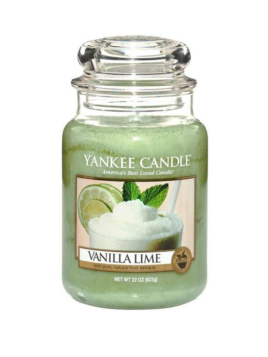 front image of yankee-candle-large-jar-vanilla-lime