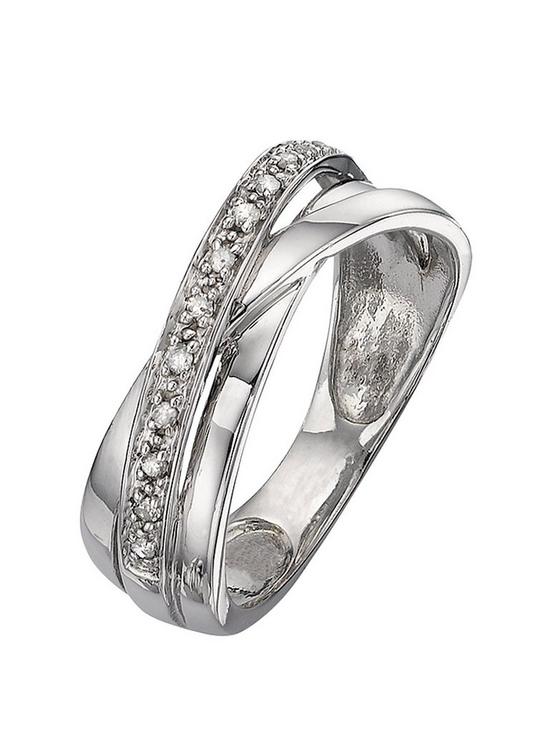 front image of love-diamond-9-carat-white-gold-8-point-diamond-crossover-band-ring
