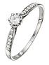  image of love-diamond-9-carat-white-gold-20-points-diamond-solitaire-ring-with-diamond-shoulders