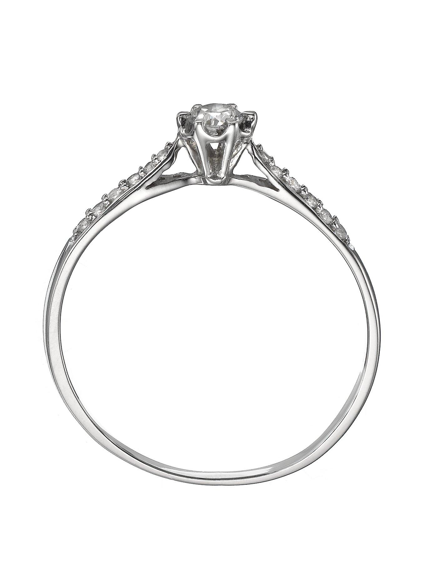  image of love-diamond-9-carat-white-gold-20-points-diamond-solitaire-ring-with-diamond-shoulders