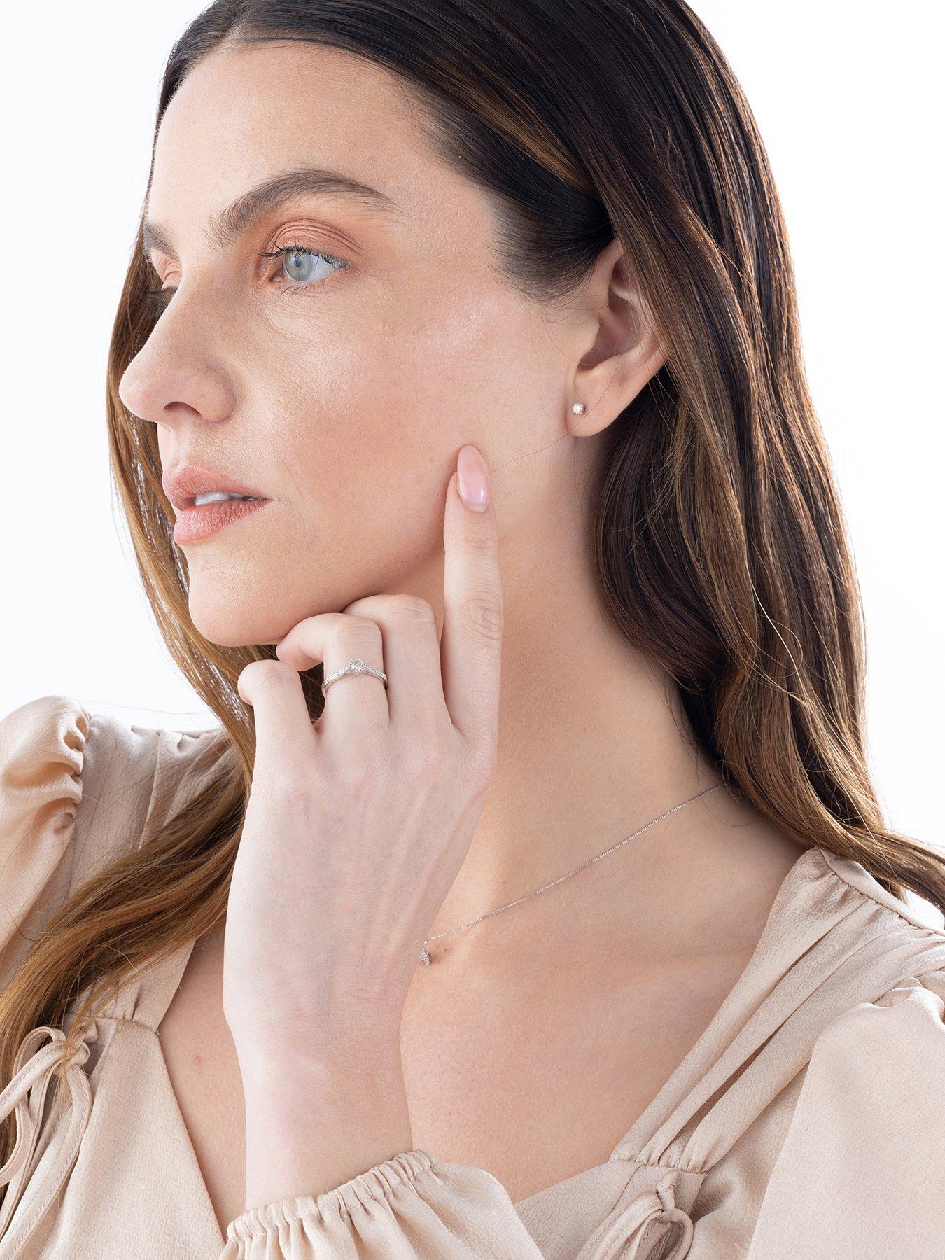  image of love-diamond-9-carat-white-gold-20-points-diamond-solitaire-ring-with-diamond-shoulders