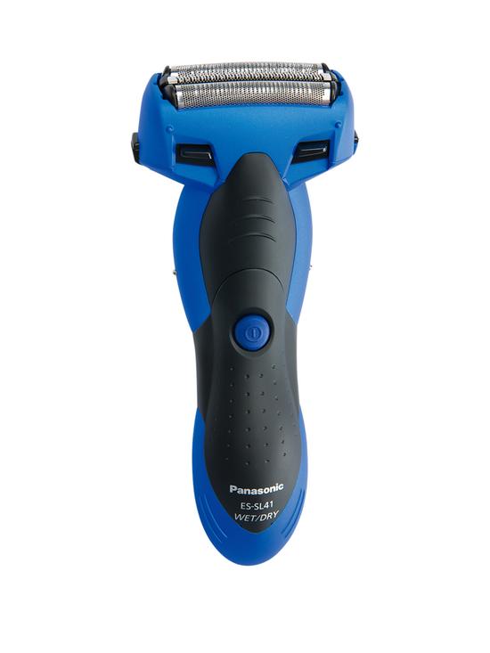 front image of panasonic-es-sl41-a511-cordless-milano-3-blade-wet-and-dry-shaver-with-arc-foil-blue