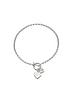  image of the-love-silver-collection-personalised-sterling-silver-double-heart-drop-t-bar-bracelet
