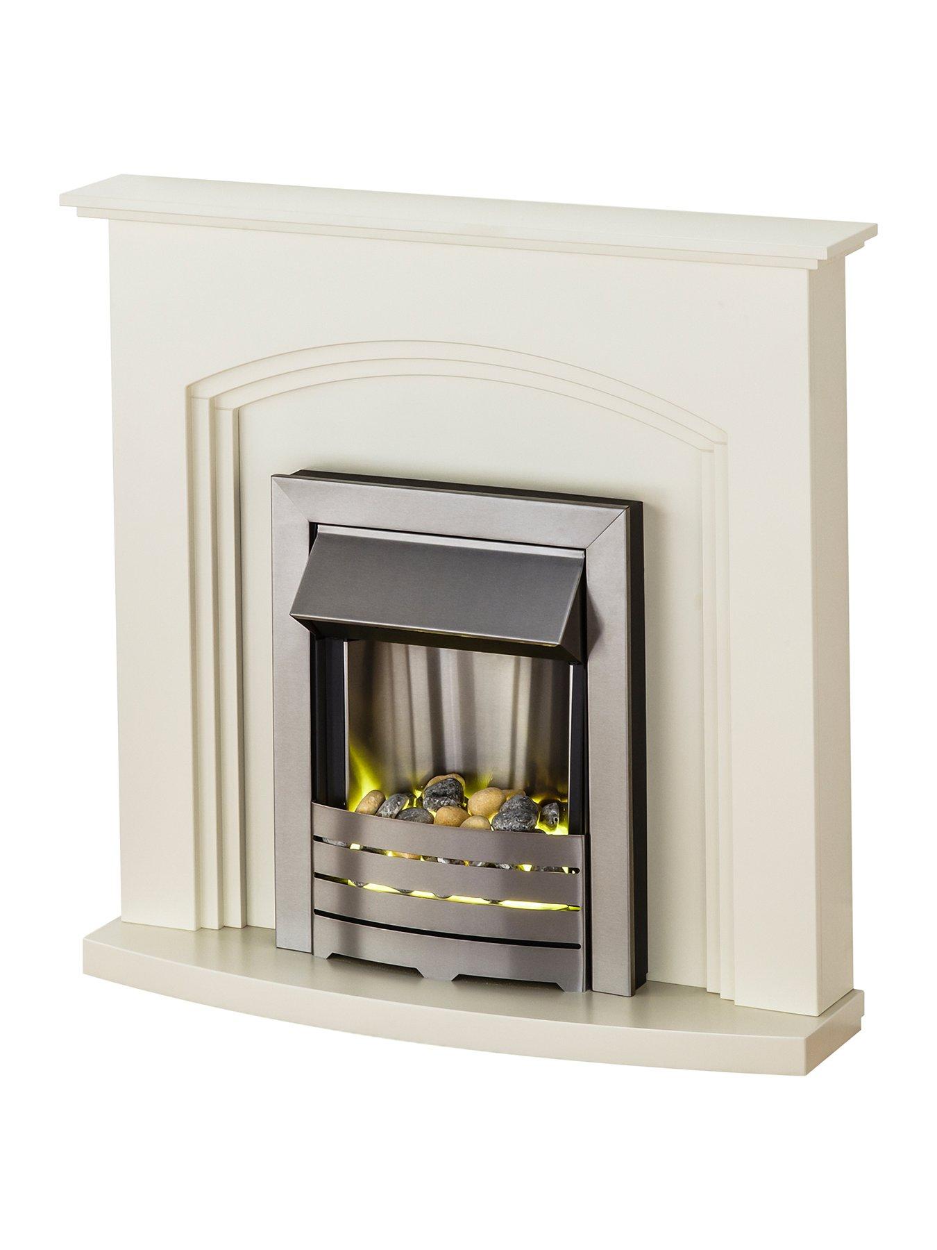 Image 2 of 6 of Adam Fires & Fireplaces Truro Electric Fireplace Suite With Brushed Steel Inset Fire