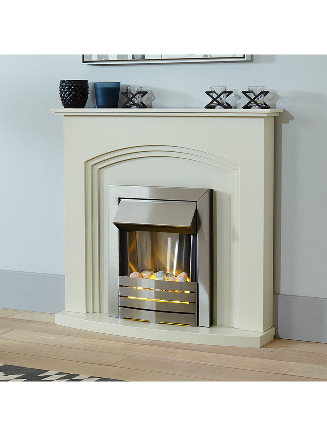 Image 5 of 6 of Adam Fires & Fireplaces Truro Electric Fireplace Suite With Brushed Steel Inset Fire