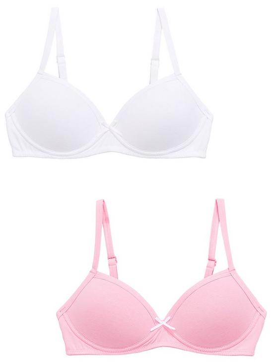 front image of everyday-girls-2-pack-moulded-bras-pinkwhite
