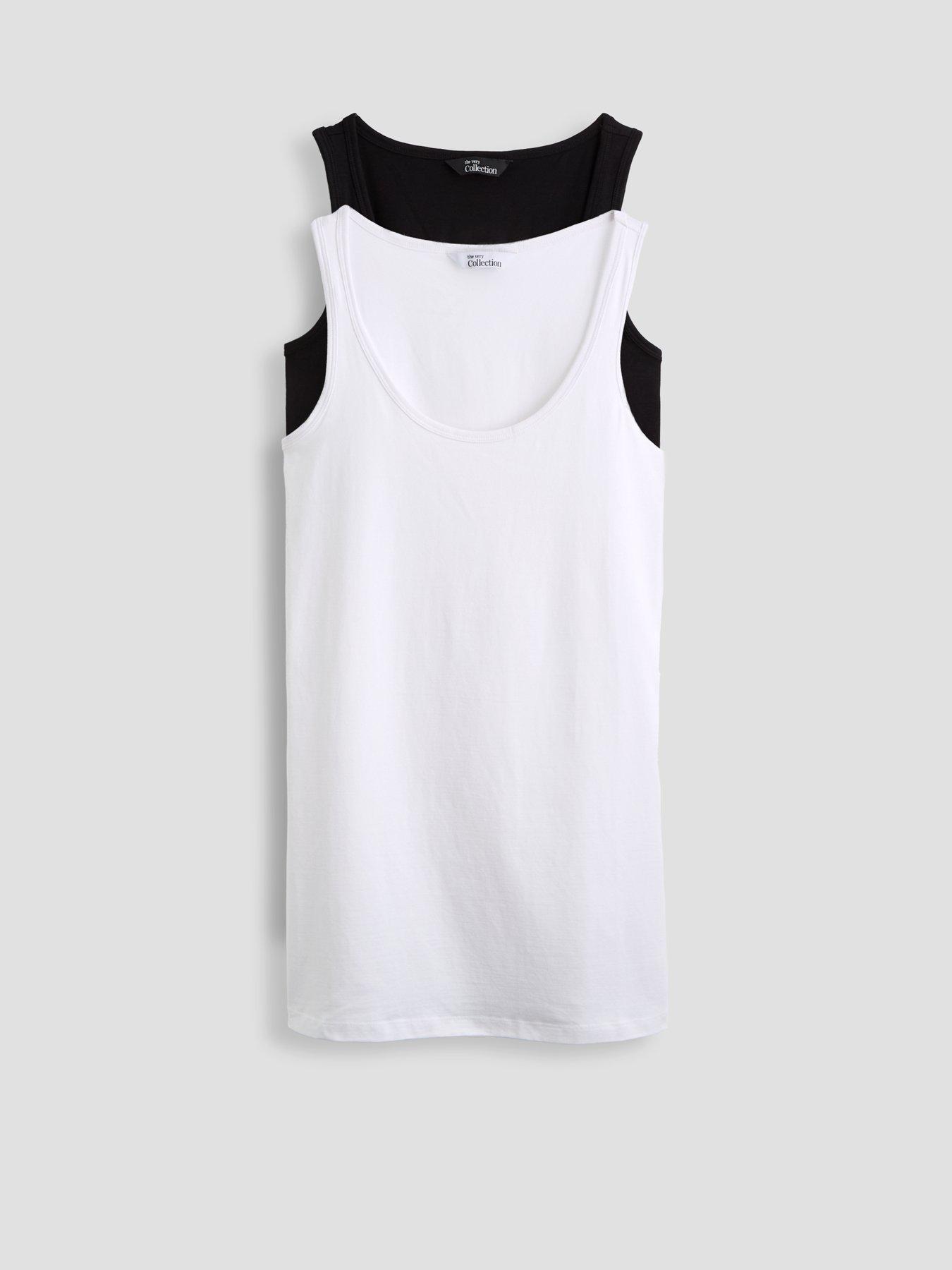 The Very Collection Curve Longline Slim Fit Vests (2 Pack)  - Black/white