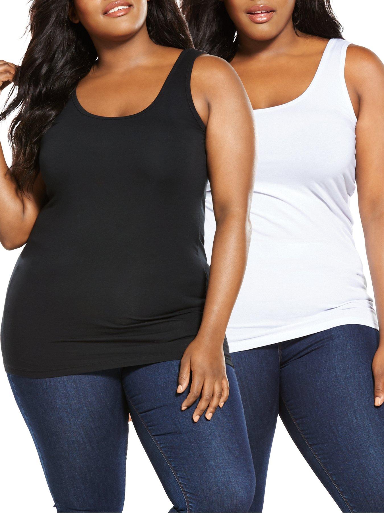 undefined Longline Slim Fit Vests (2 Pack) - Black/White
