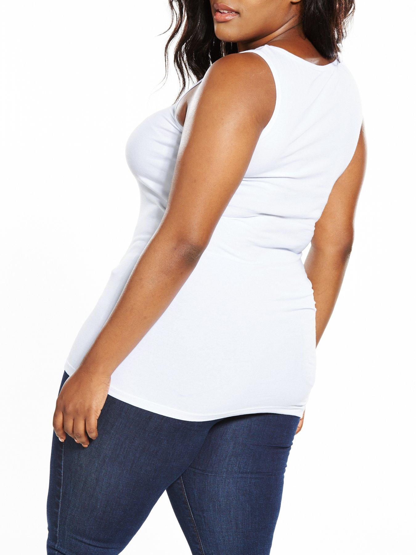 Image 3 of 4 of V by Very Curve Longline Slim Fit Vests (2 Pack) - Black/White