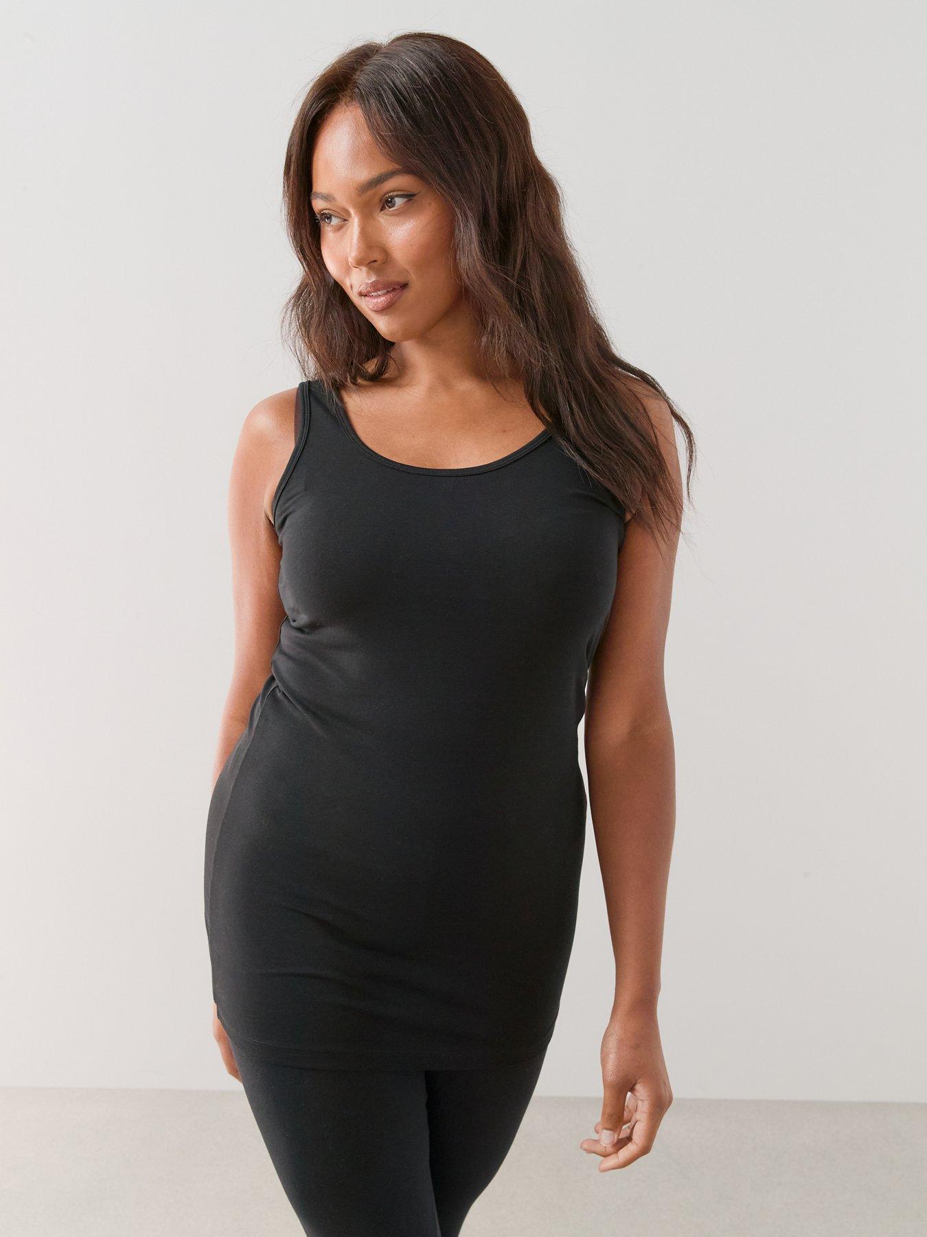 Image 7 of 7 of The Very Collection Curve Longline Slim Fit Vests (2 Pack)&nbsp; - Black/white