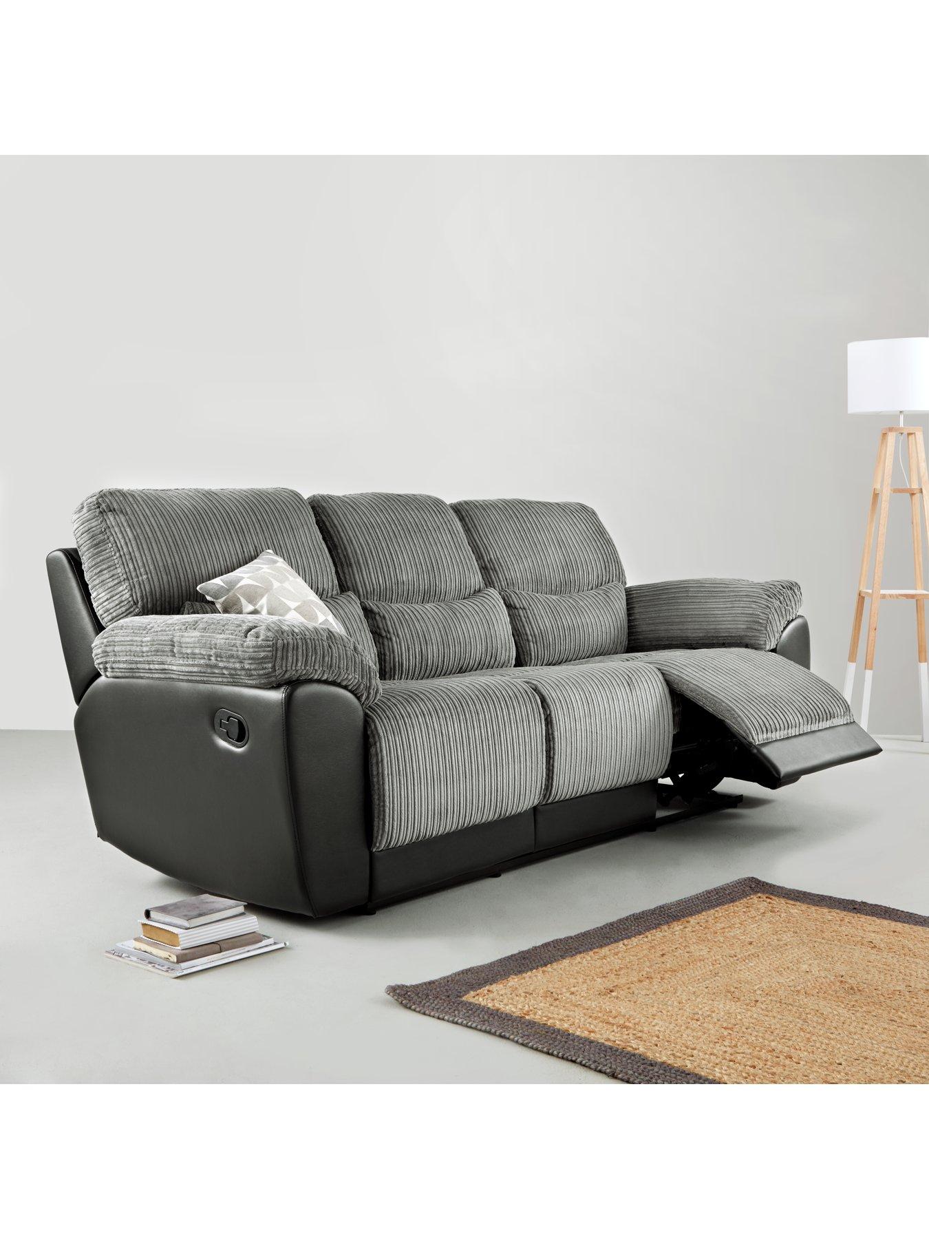 Image 1 of 6 of The Very Collection Sienna Fabric/Faux&nbsp;Leather High Back&nbsp;3 Seater&nbsp;Recliner Sofa