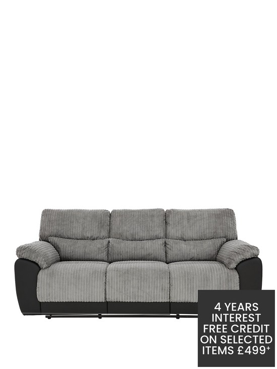 front image of sienna-fabricfauxnbspleather-3-seaternbsprecliner-sofa
