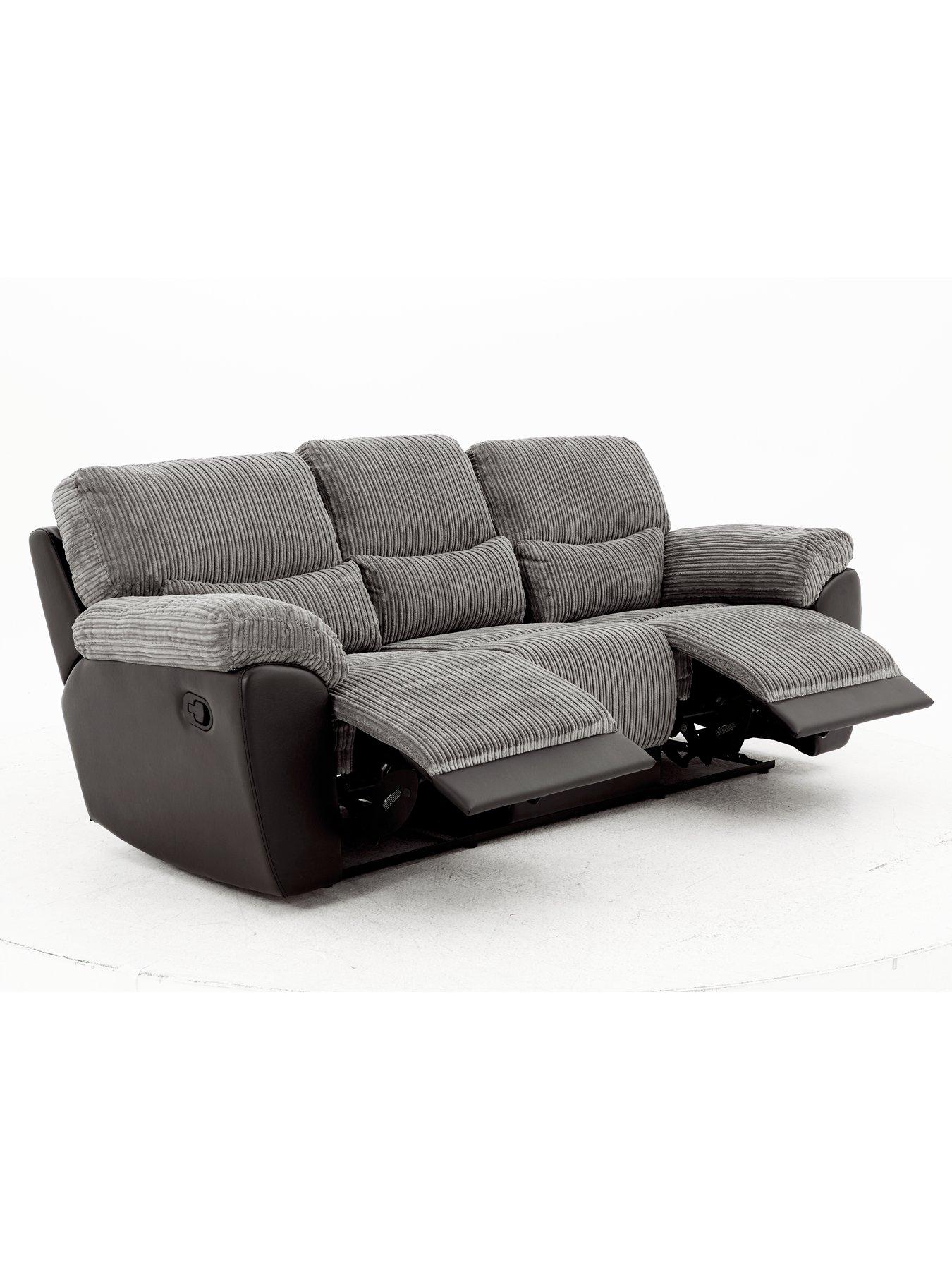 Image 3 of 6 of The Very Collection Sienna Fabric/Faux&nbsp;Leather High Back&nbsp;3 Seater&nbsp;Recliner Sofa