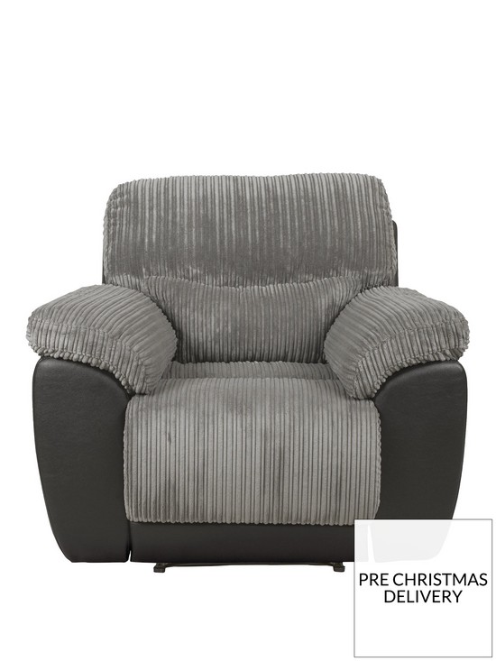 front image of sienna-fabricfaux-leather-recliner-armchair