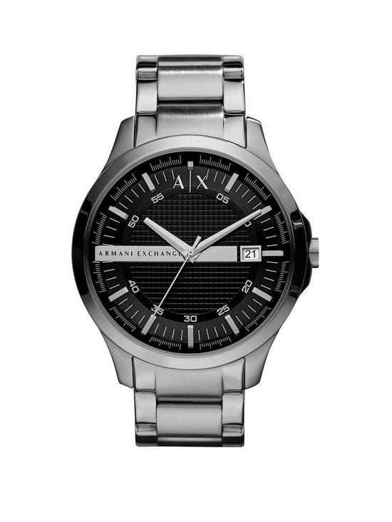 front image of armani-exchange-stainless-steel-black-dial-mens-watch