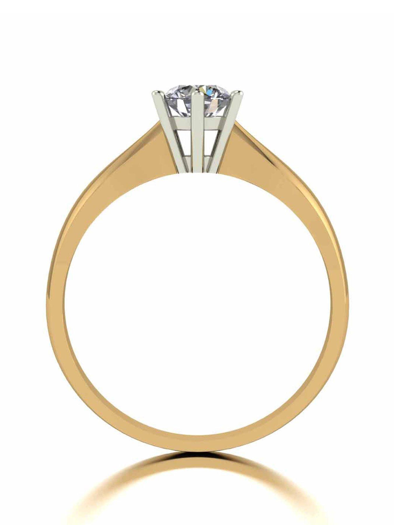  image of moissanite-9-carat-yellow-gold-50-point-solitaire-ring