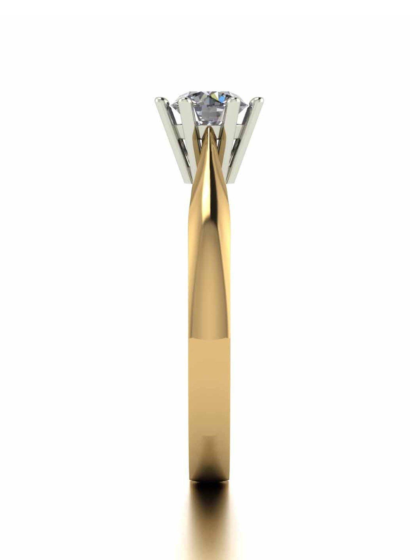  image of moissanite-9-carat-yellow-gold-50-point-solitaire-ring