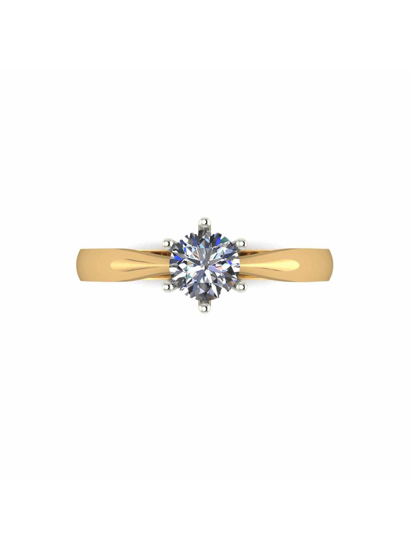  image of moissanite-9-carat-yellow-gold-50-point-solitaire-ring
