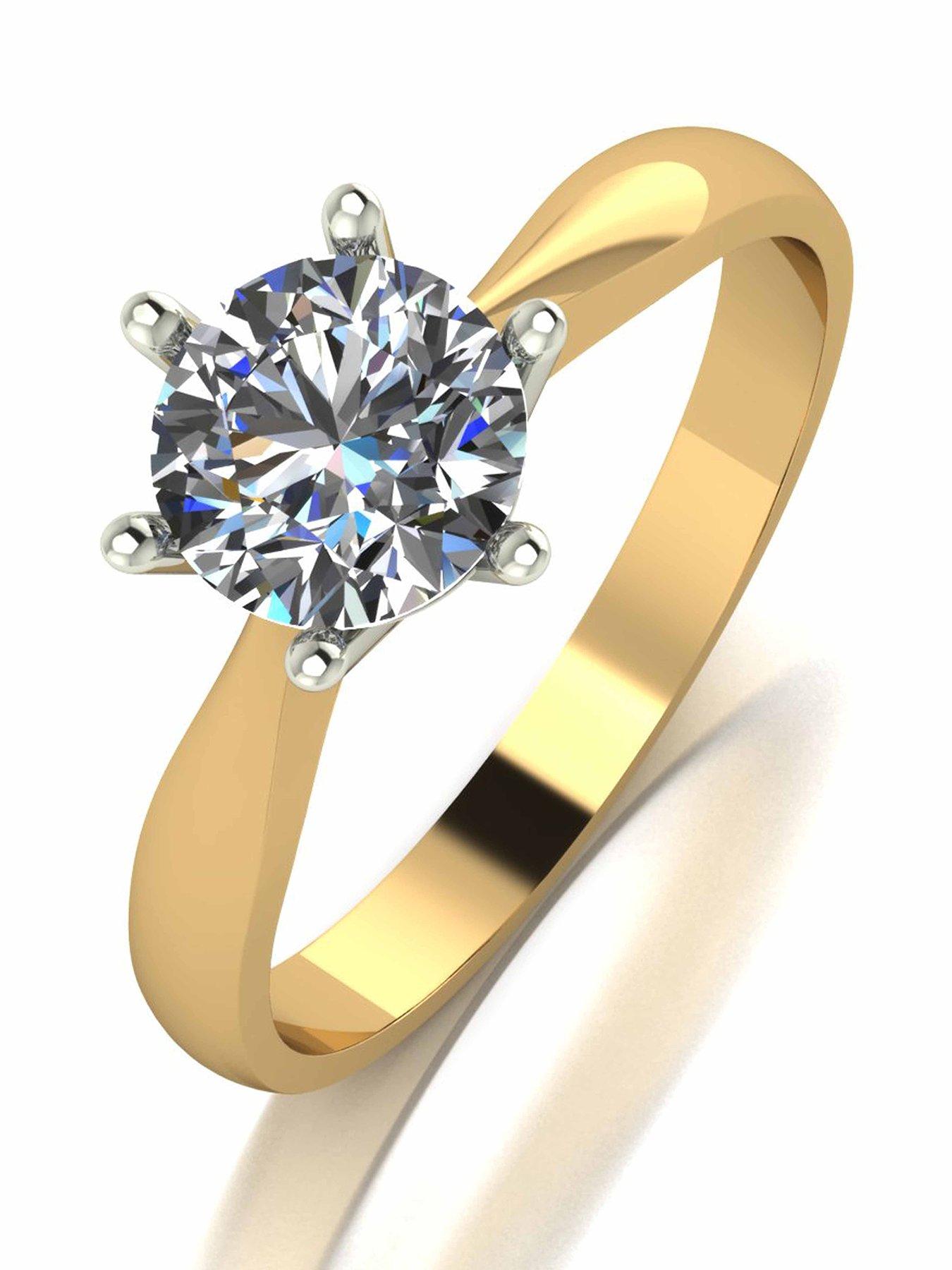Moissanite 1 Carat Solitare 9 Carat Yellow Gold Ring