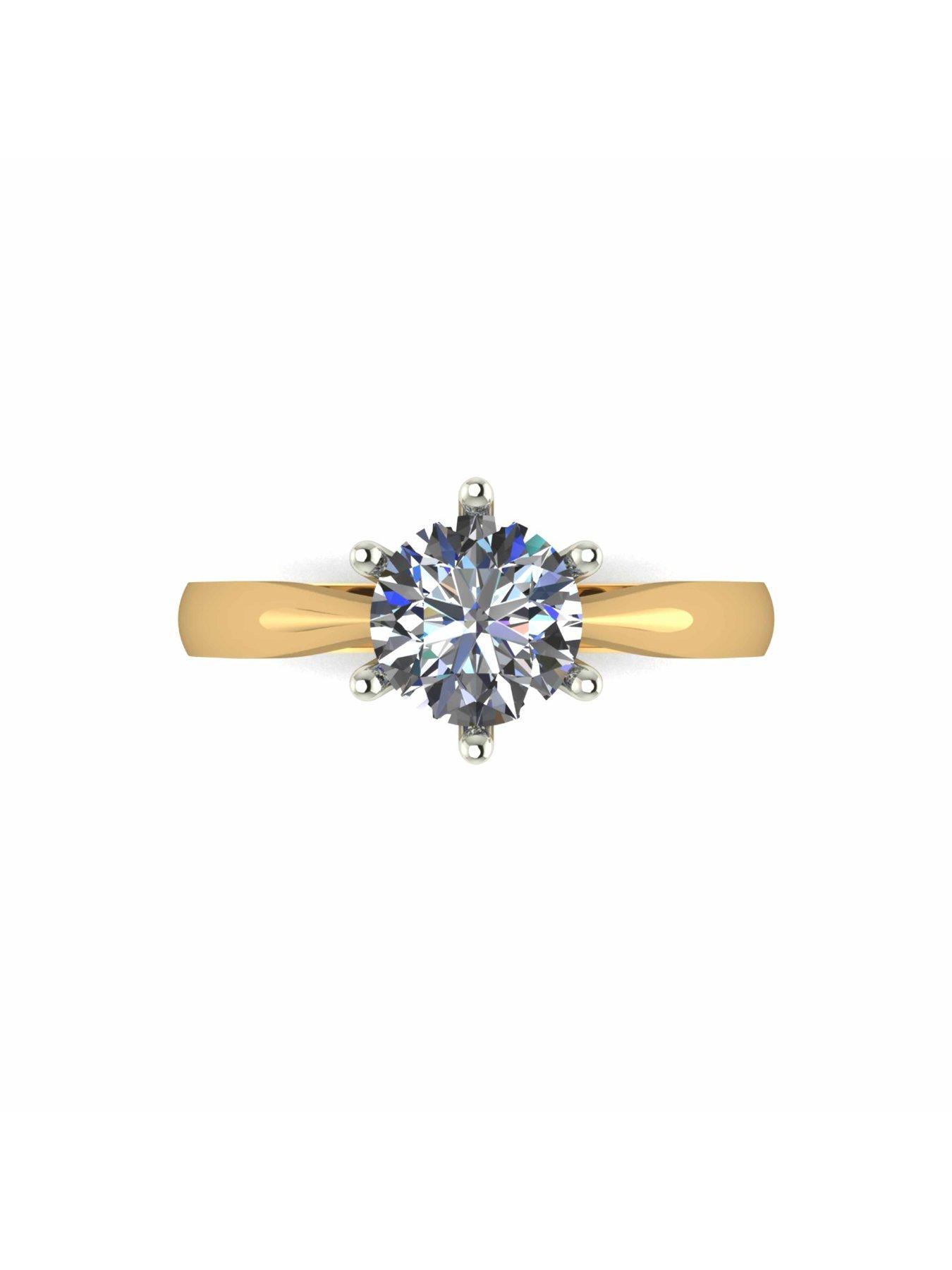 Image 2 of 5 of Moissanite 1 Carat Solitare 9 Carat Yellow Gold Ring