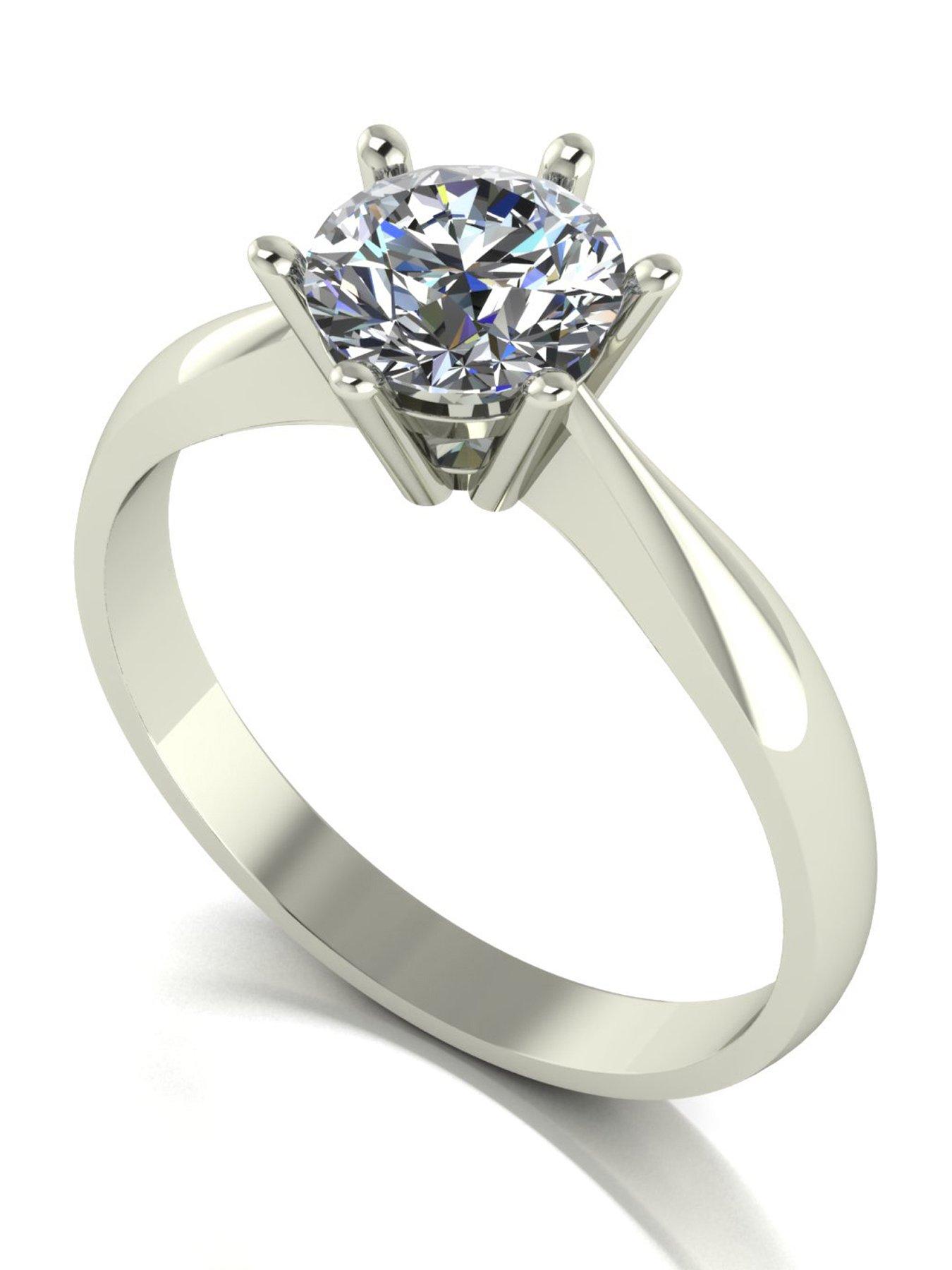 Moissanite 9 Carat White Gold 1 Carat Solitaire Ring