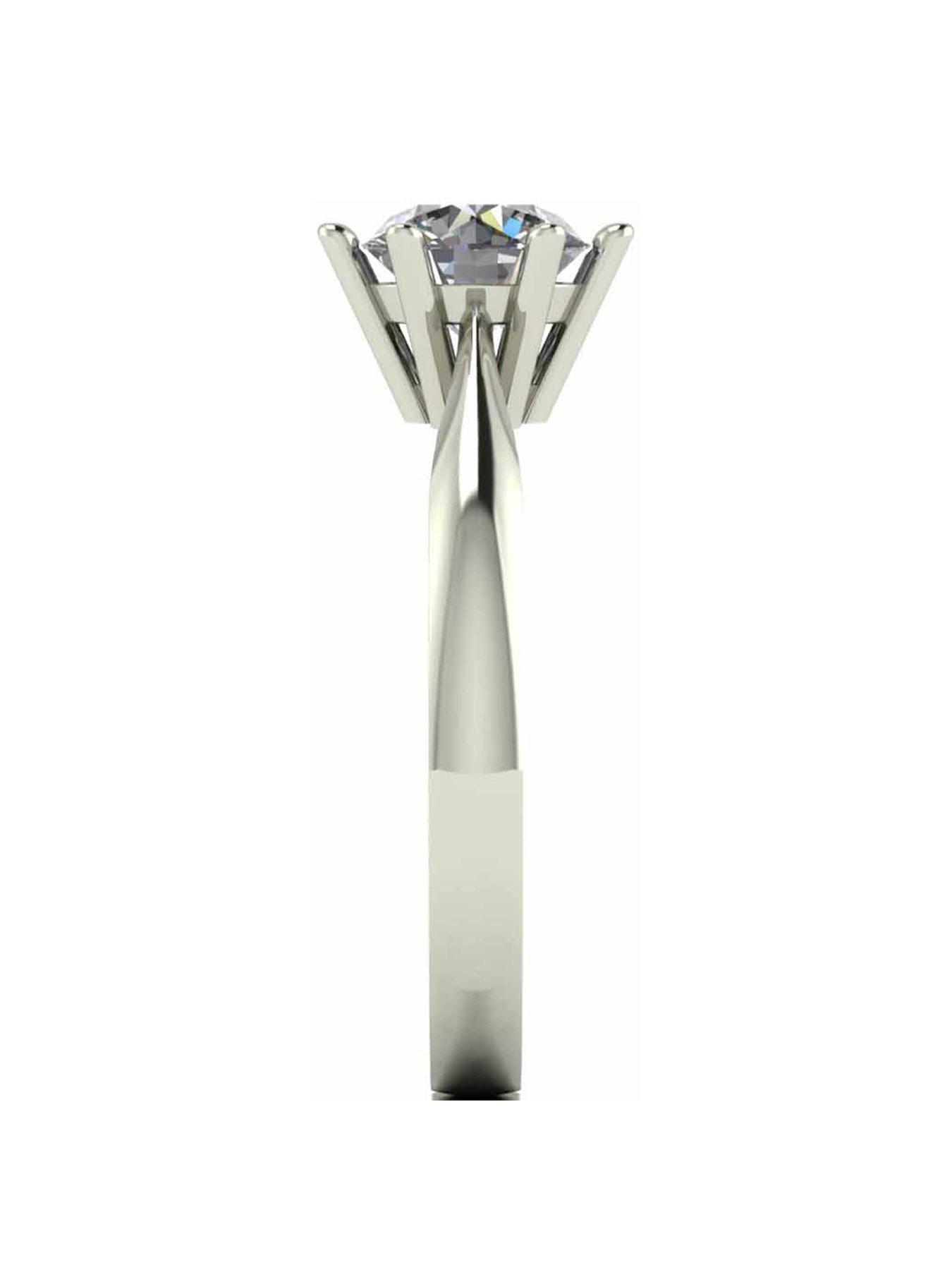 Image 3 of 5 of Moissanite 9 Carat White Gold 1 Carat Solitaire Ring