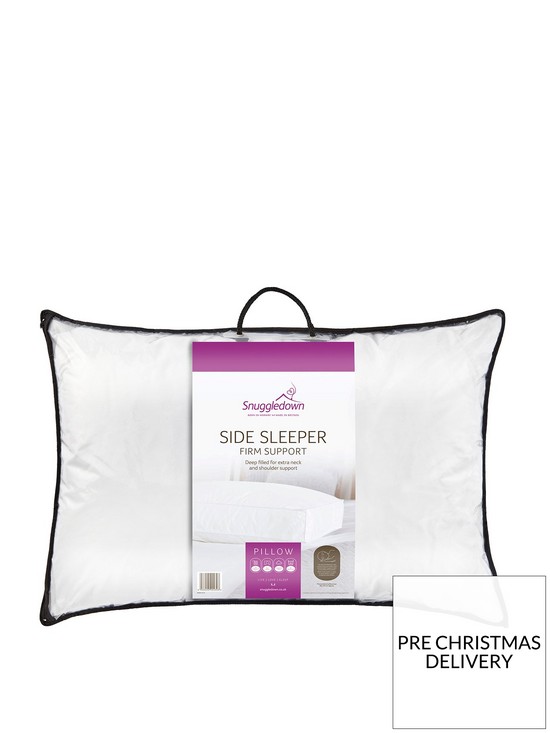 front image of snuggledown-of-norway-side-sleeper-pillow-white