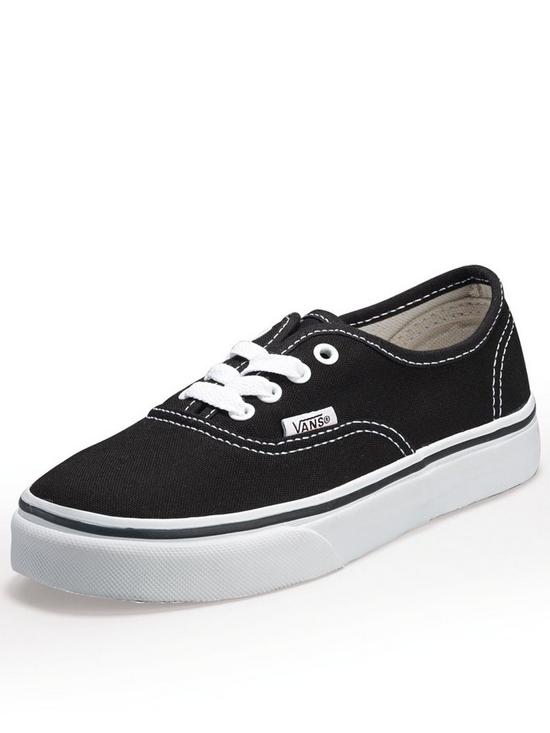 front image of vans-authentic-childrens-unisex-trainers-blackwhite