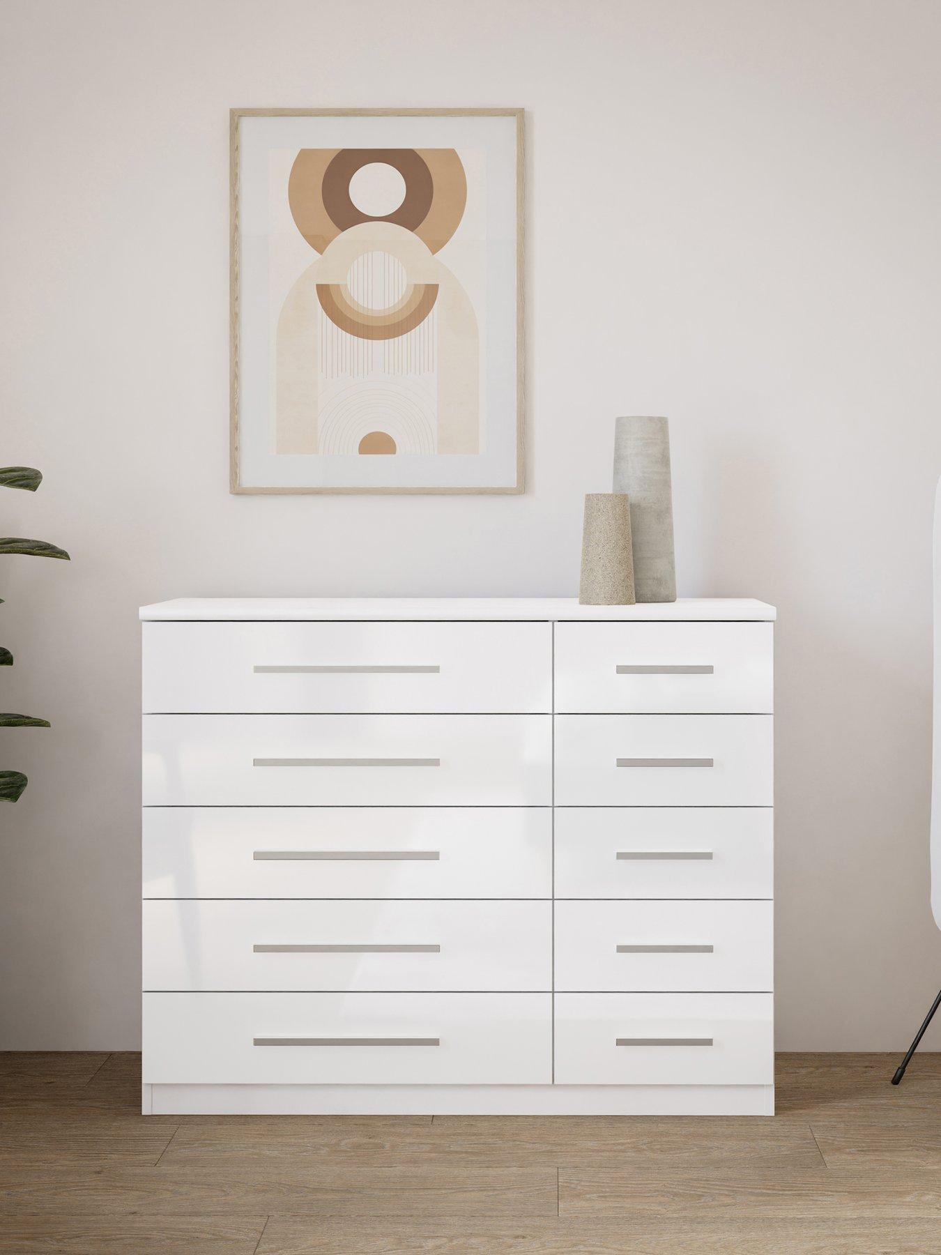 Image 1 of 7 of The Very Collection Prague Gloss 5 + 5 Wide Chest of Drawers&nbsp;- FSC&reg; Certified