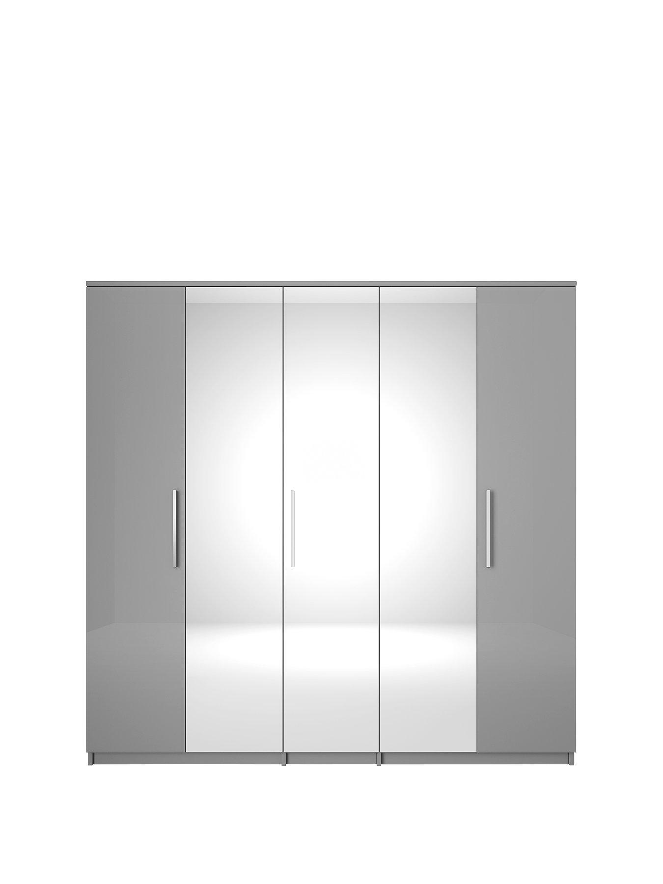 Prague Gloss 5 Door Mirrored Wardrobe Littlewoods Com