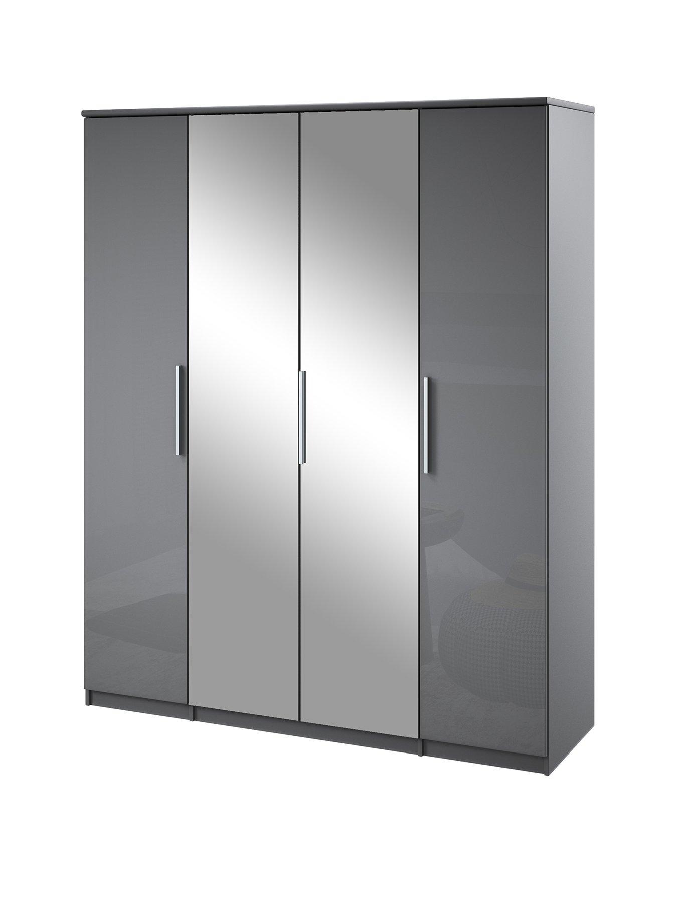 Prague Gloss 4 Door Mirrored Wardrobe Littlewoods Com