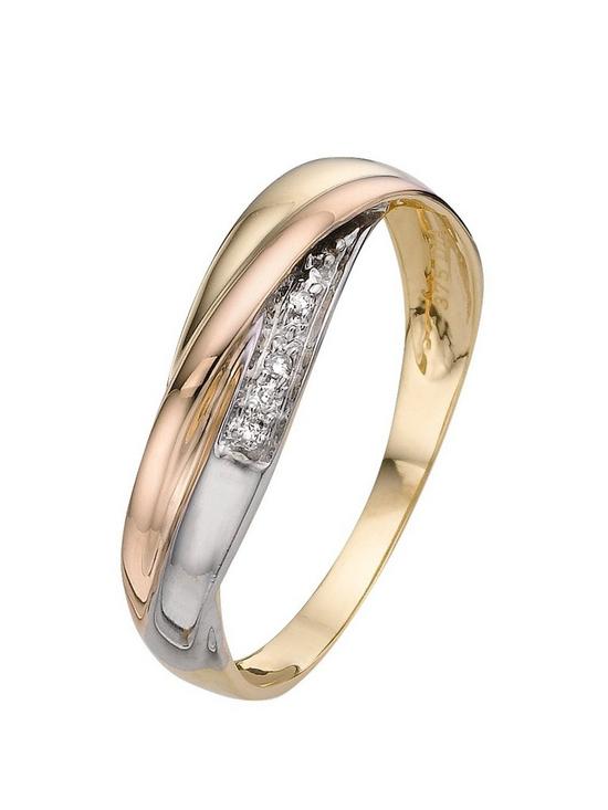 front image of love-gold-9-carat-3-colour-gold-1pt-diamond-set-ladies-commitment-band