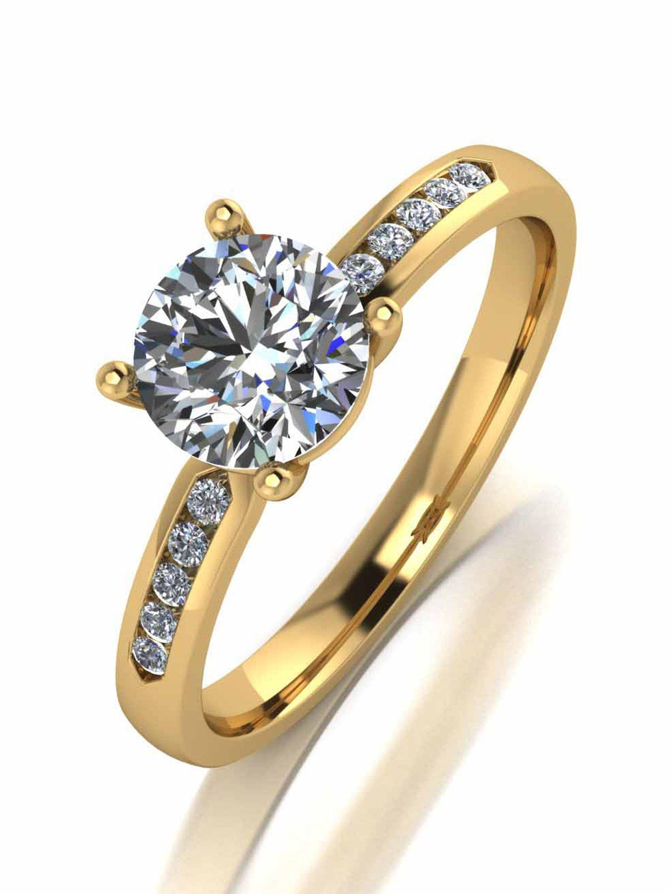 undefined 9 Carat White Gold 1.10pt Equivalent Solitaire Ring with Set Shoulders