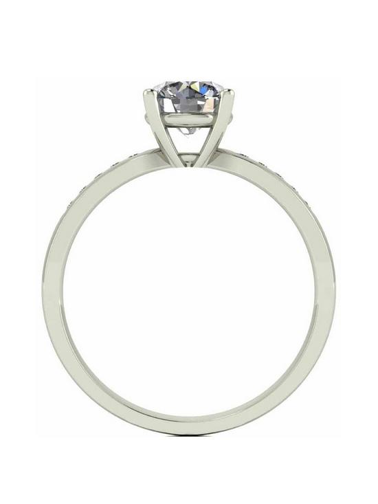 stillFront image of moissanite-9-carat-white-gold-110pt-equivalent-solitaire-ring-with-set-shoulders