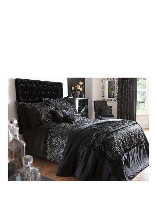 stillFront image of buckingham-bedspread-throw-and-pillow-shams-black