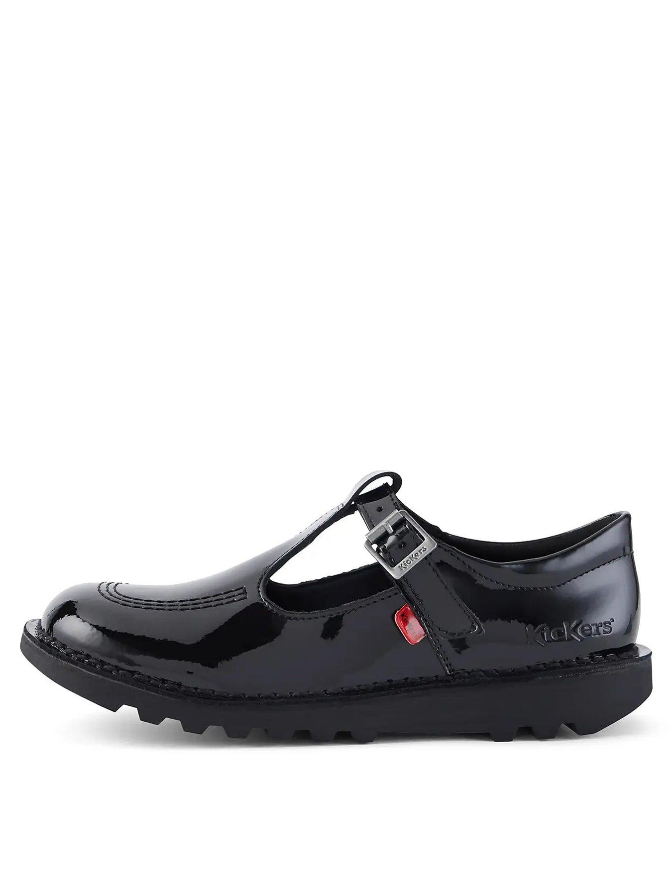 undefined Girls' Kick Patent T-Bar School Shoes - Black