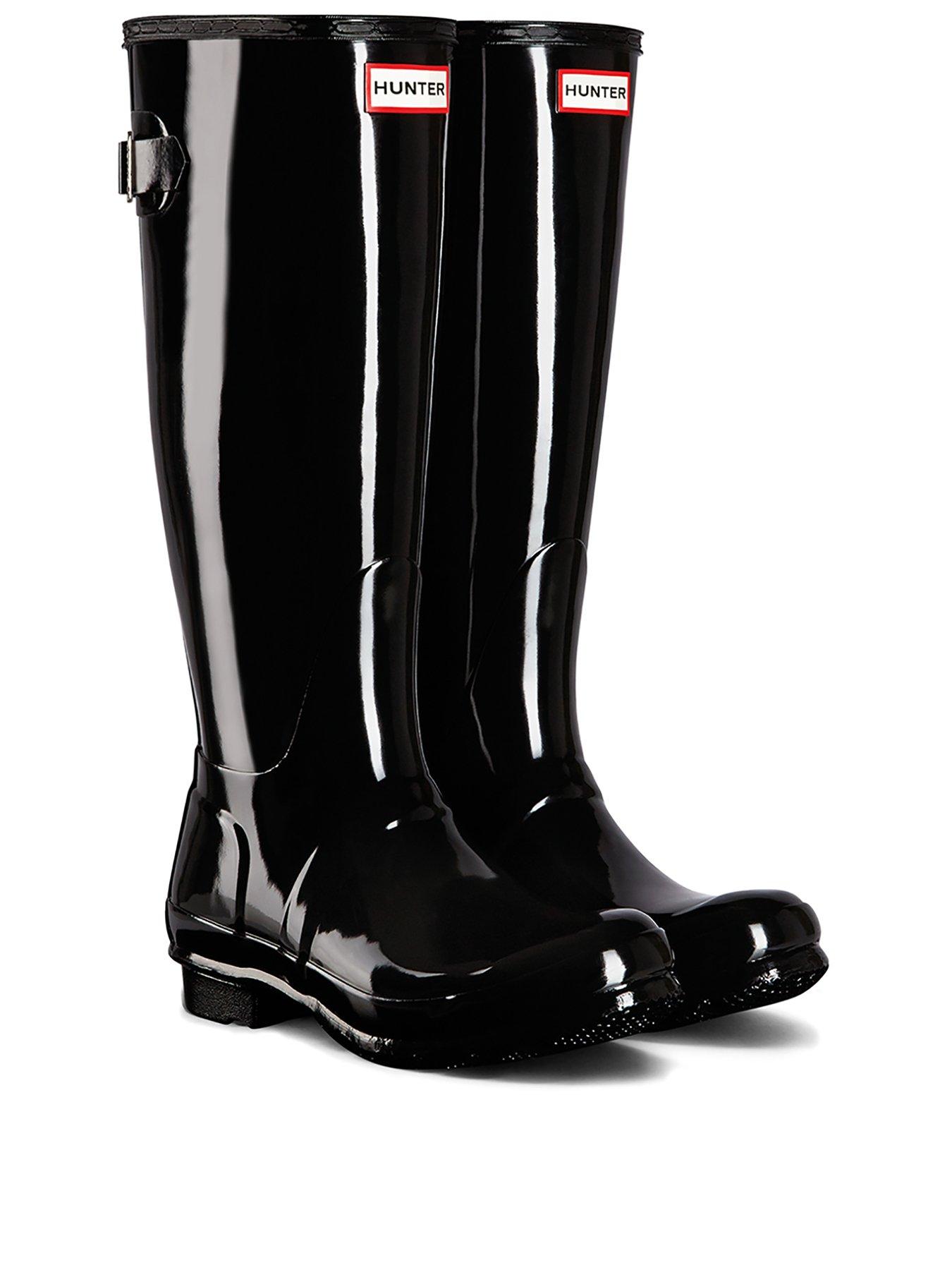 black high gloss hunter wellies